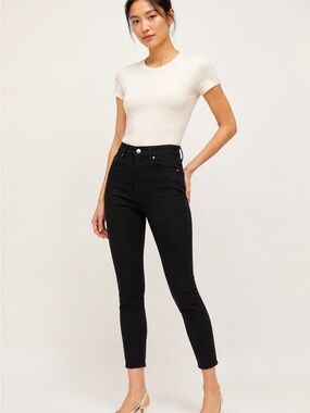 Aritzia Denim Forum Lola High Rise Skinny Crop Jeans Black Size 23